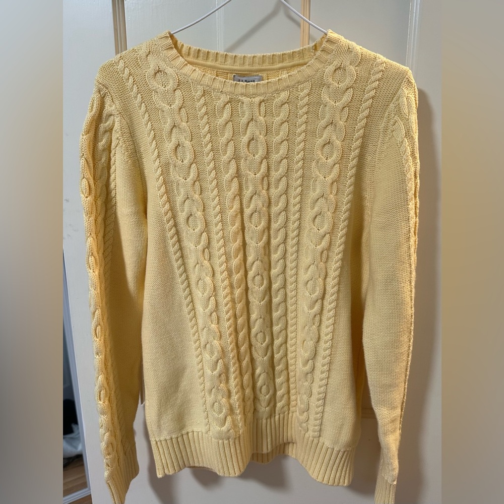 L.L. Bean Cable Knit Yellow Sweater